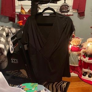 Misslook black cross cross v neck top